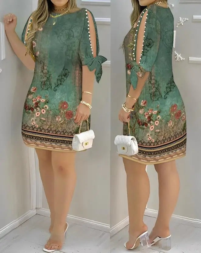 Floral Boat Neck Dress