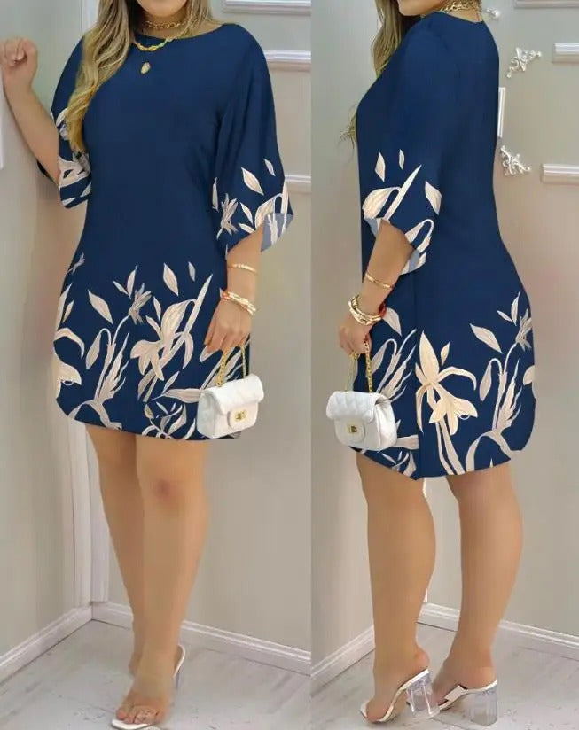 Floral Boat Neck Dress